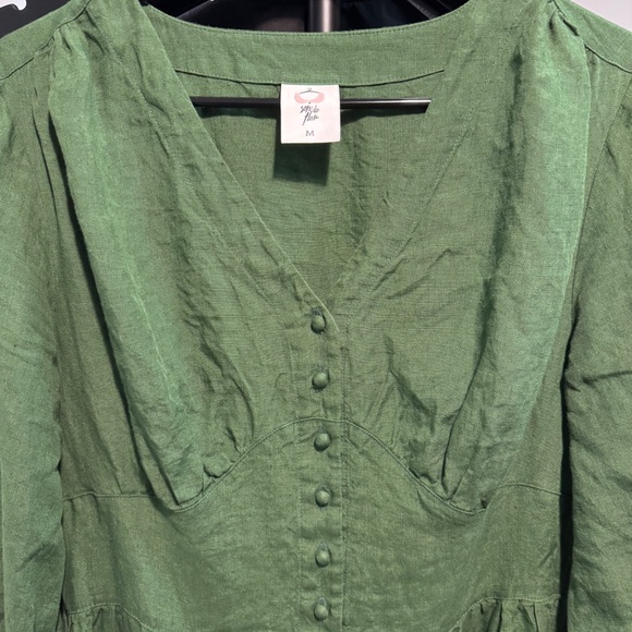 New Son De Flor Long-Sleeved Diane Dress in Emerald Green - Picture 7 of 7